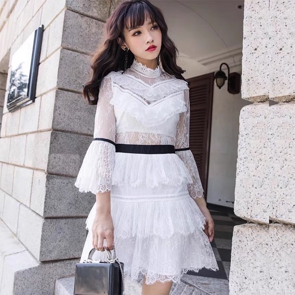 Self-Portrait Dresses & Skirts - self-portrait white lace dress